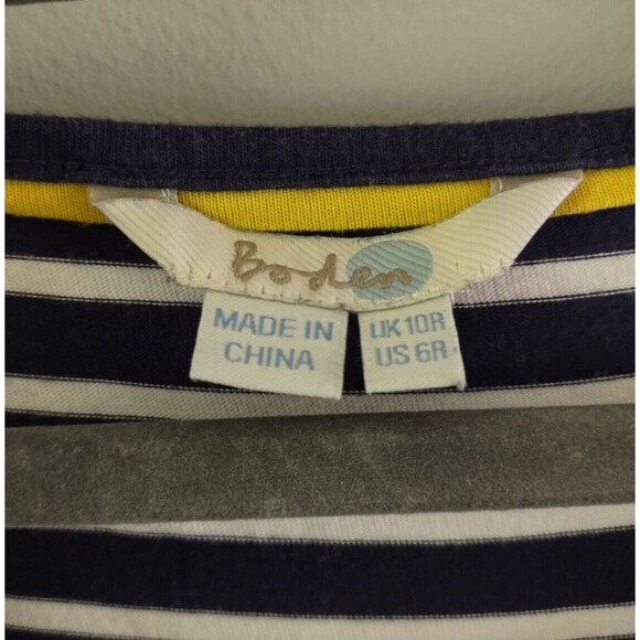 Boden Blackberry Navy White Striped Soft Jersey Dress Womens 6 R Pockets Casual - Picture 2 of 6